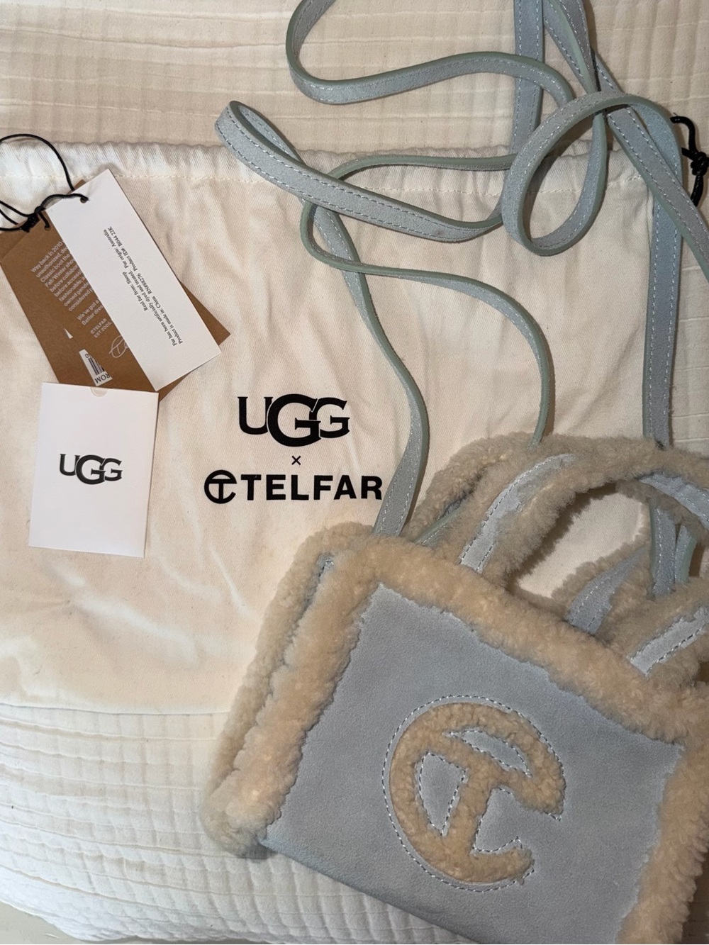 UGG x Telfar Light Blue Shearling Mini Tote